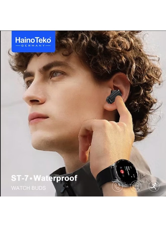 HainoTeko Germany HainoTeko ST-7 Waterproof Smart Watch with Integrated Earbuds - Image 4